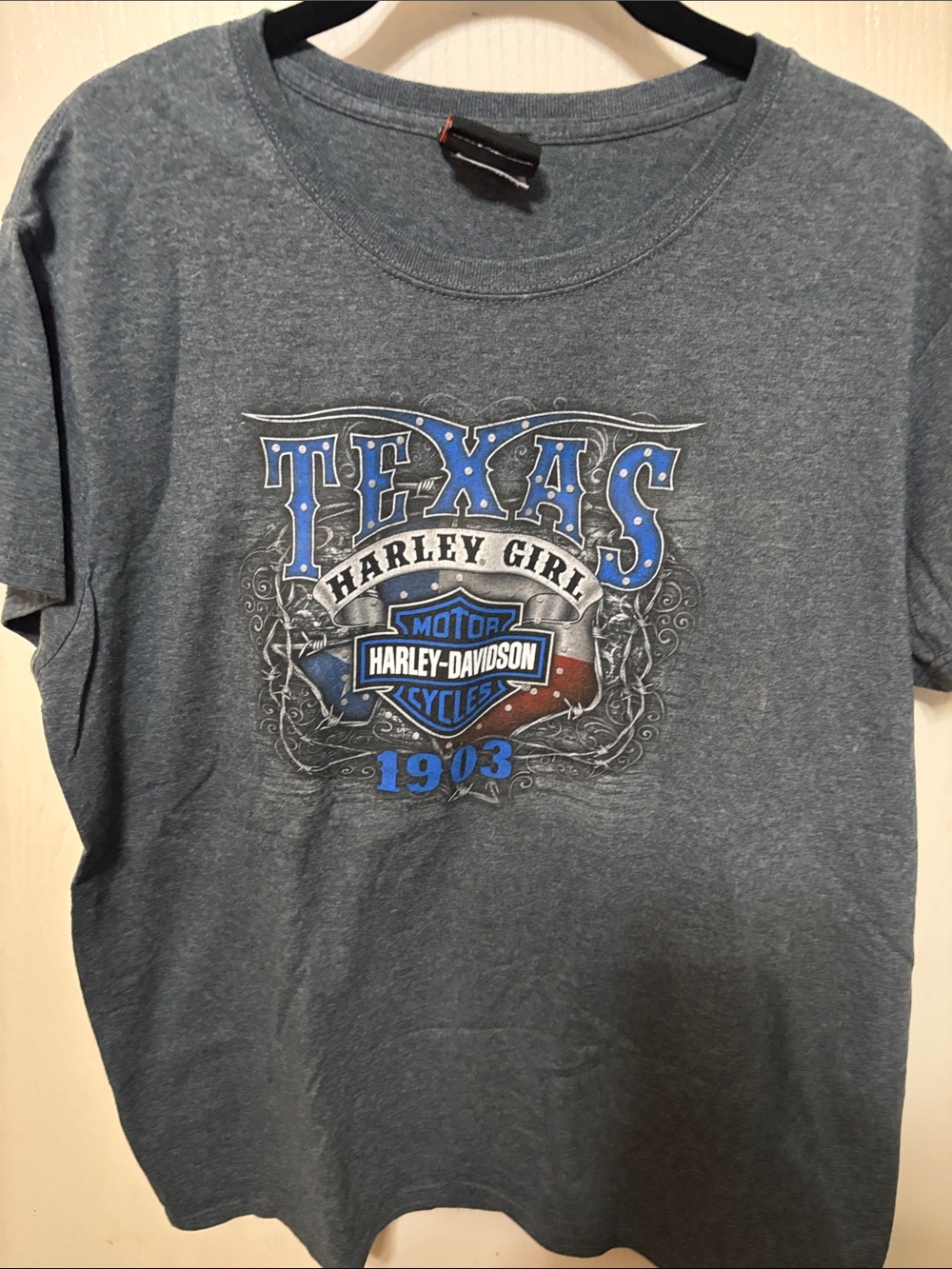 Harley-Davidson Blue Gray Texas Harley Girl Graphic Tee